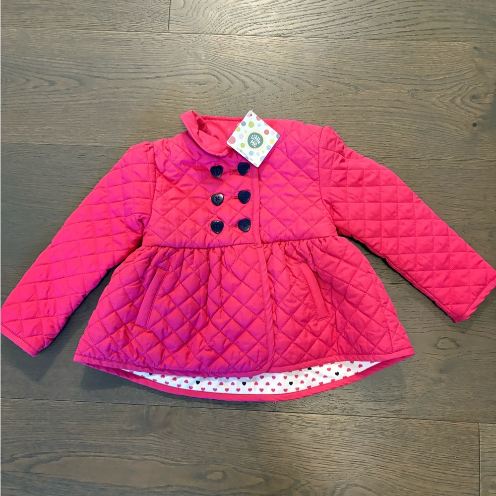 Little me pink waffle girls fall jacket 4T NWT retail $98USD